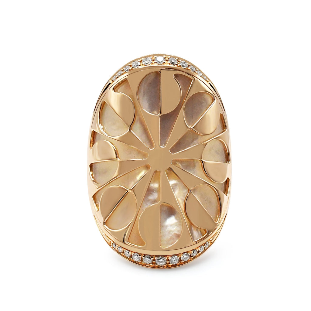 used Diamond And MOP 'Intarsio' Ring By Bvlgari - 18ct Rose Gold