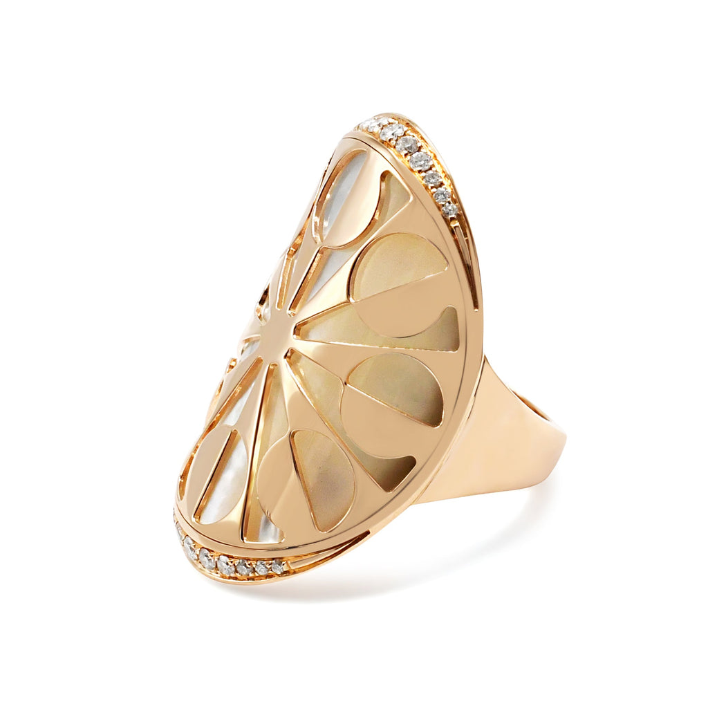 used Diamond And MOP 'Intarsio' Ring By Bvlgari - 18ct Rose Gold