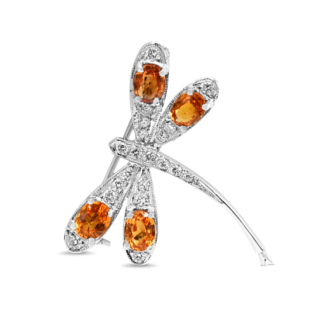 used Diamond & Citrine Dragonfly Brooch