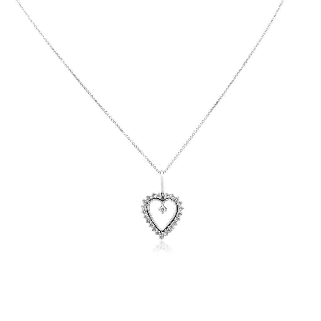 used Diamond heart pendant on a 16" 9ct White Gold Trace Chain