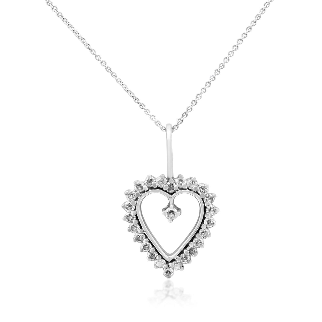 used Diamond heart pendant on a 16" 9ct White Gold Trace Chain