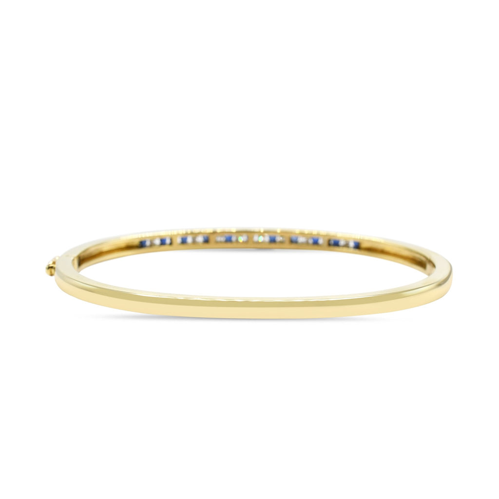 used Diamond & Sapphire Channel Set Bangle - 18ct Yellow Gold