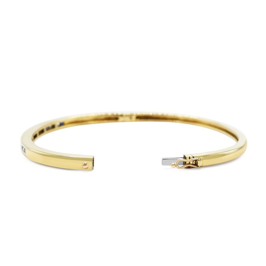 used Diamond & Sapphire Channel Set Bangle - 18ct Yellow Gold