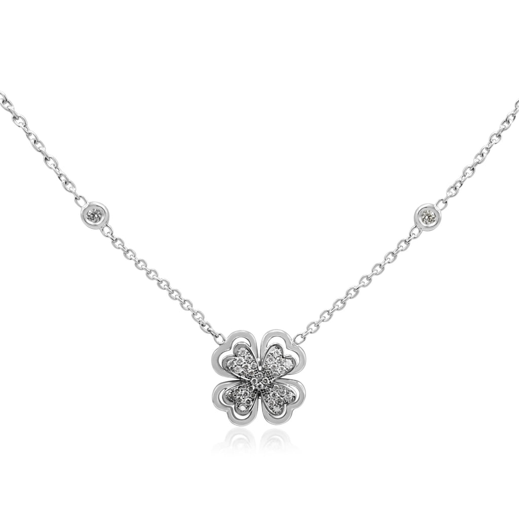 used Diamond Set Clover Pendant on Diamond Set 16" Necklace