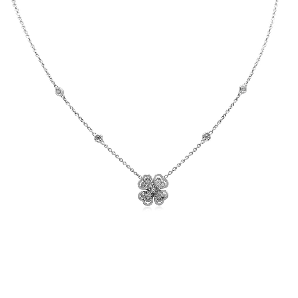 used Diamond Set Clover Pendant on Diamond Set 16" Necklace