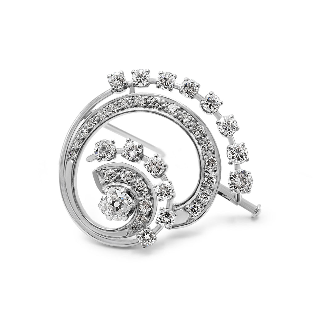 used Diamond Set Spray Circle Brooch