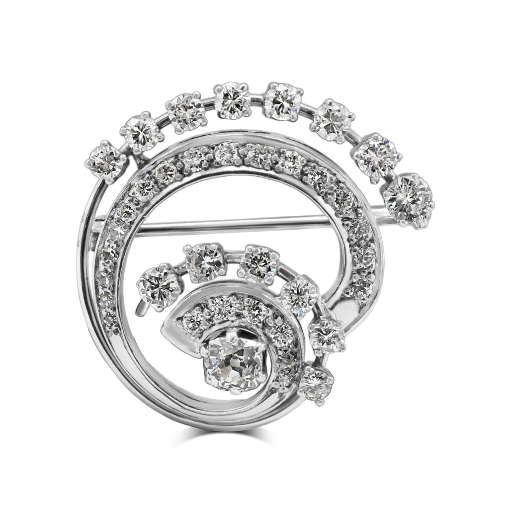 used Diamond Set Spray Circle Brooch