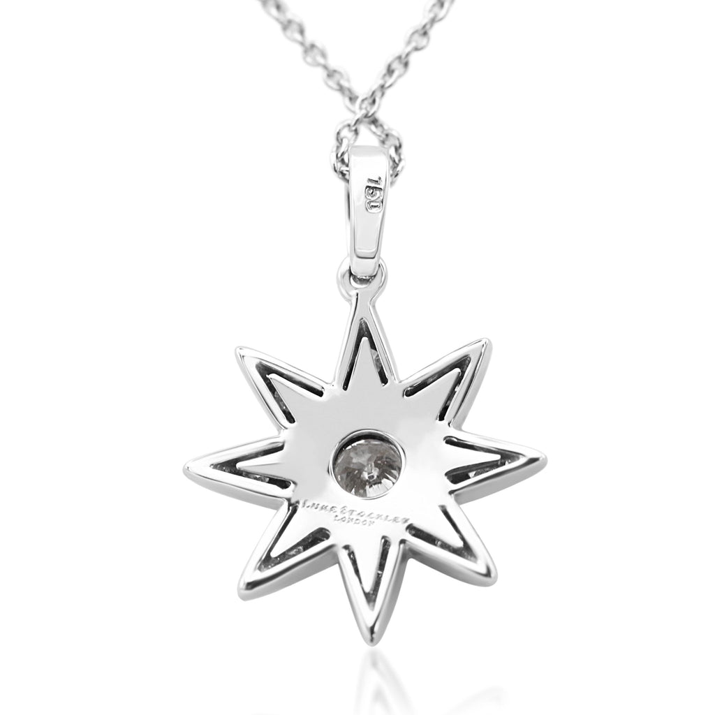 used Diamond Star Pendant Necklace 16" - 18ct White Gold