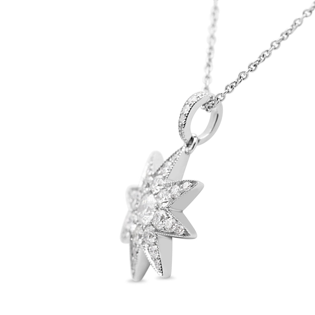 used Diamond Star Pendant Necklace 16" - 18ct White Gold