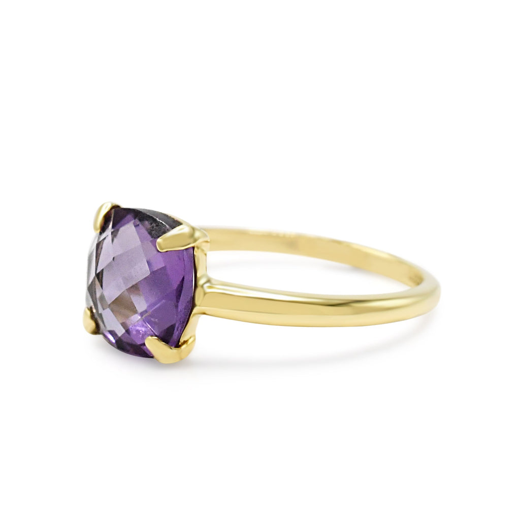 used Faceted Amethyst Dress Ring - 18ct Yellow Gold