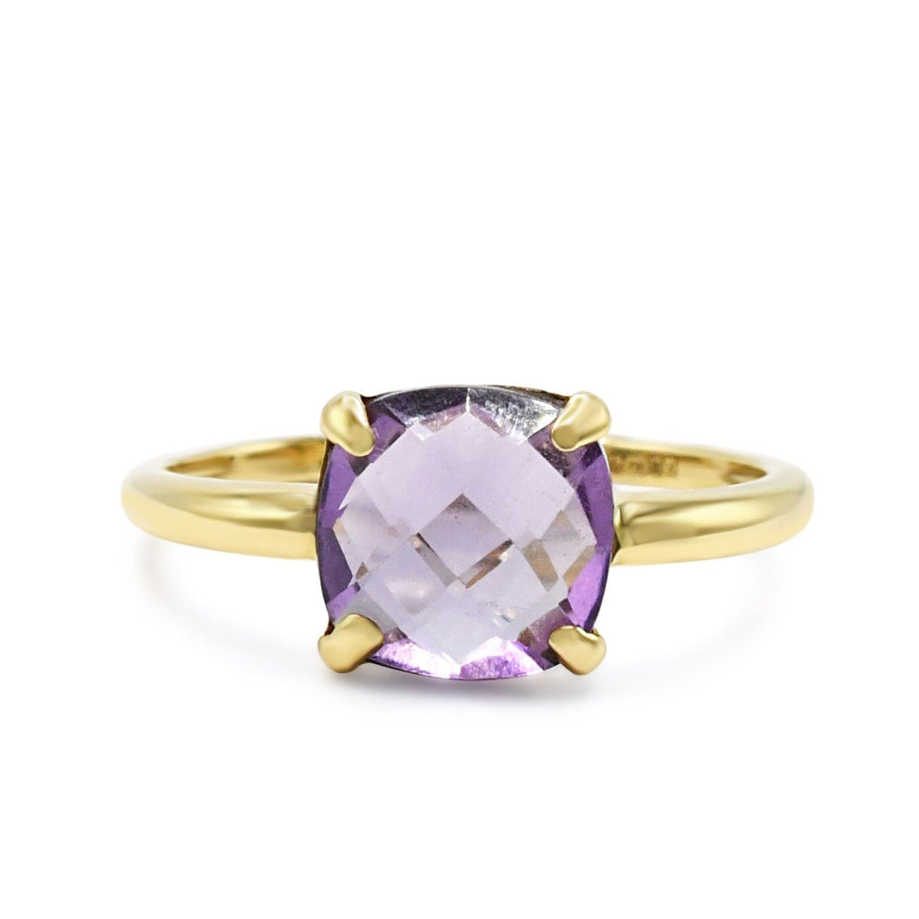 used Faceted Amethyst Dress Ring - 18ct Yellow Gold