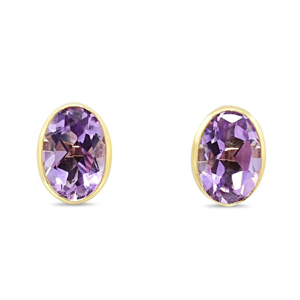 used Faceted Oval Amethyst 1.46ct Earrings - 18ct Yellow Gold