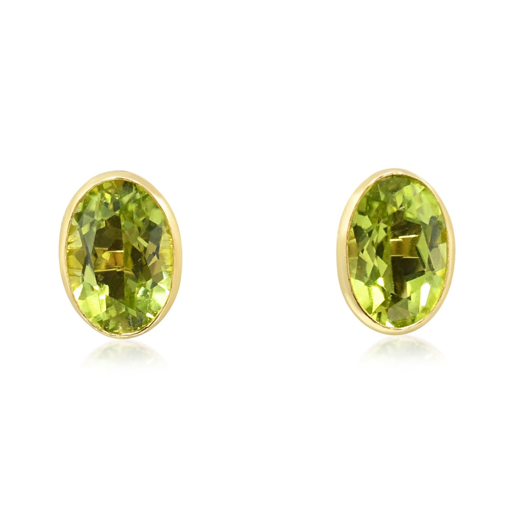 used Faceted Oval Peridot 1.75ct Earrings - 18ct Yellow Gold
