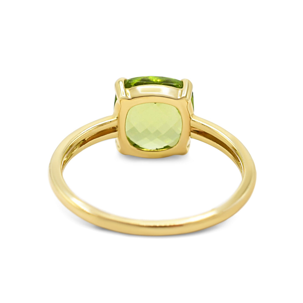 used Faceted Square Peridot Ring 18ct Yellow Gold