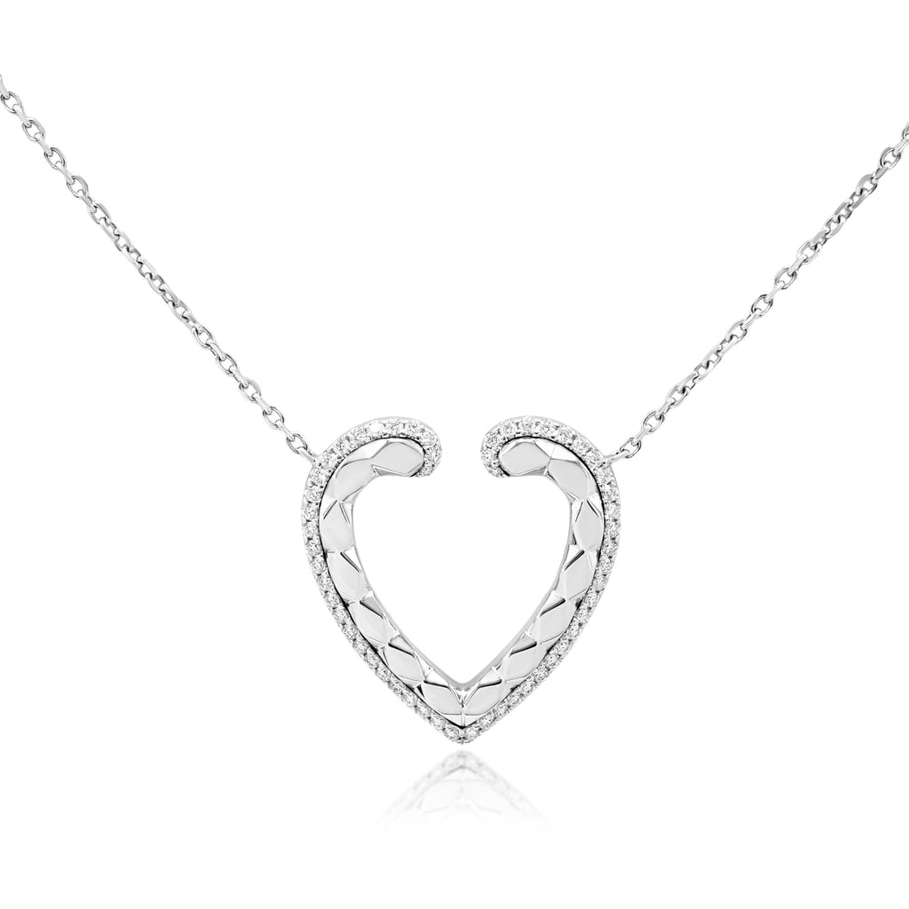 used Garrard Aloria Collection Patterned Diamond Heart Pendant Necklace