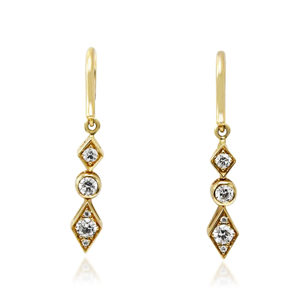 used Garrard Brilliant Cut Diamond Drop Earrings - 18ct Yellow Gold
