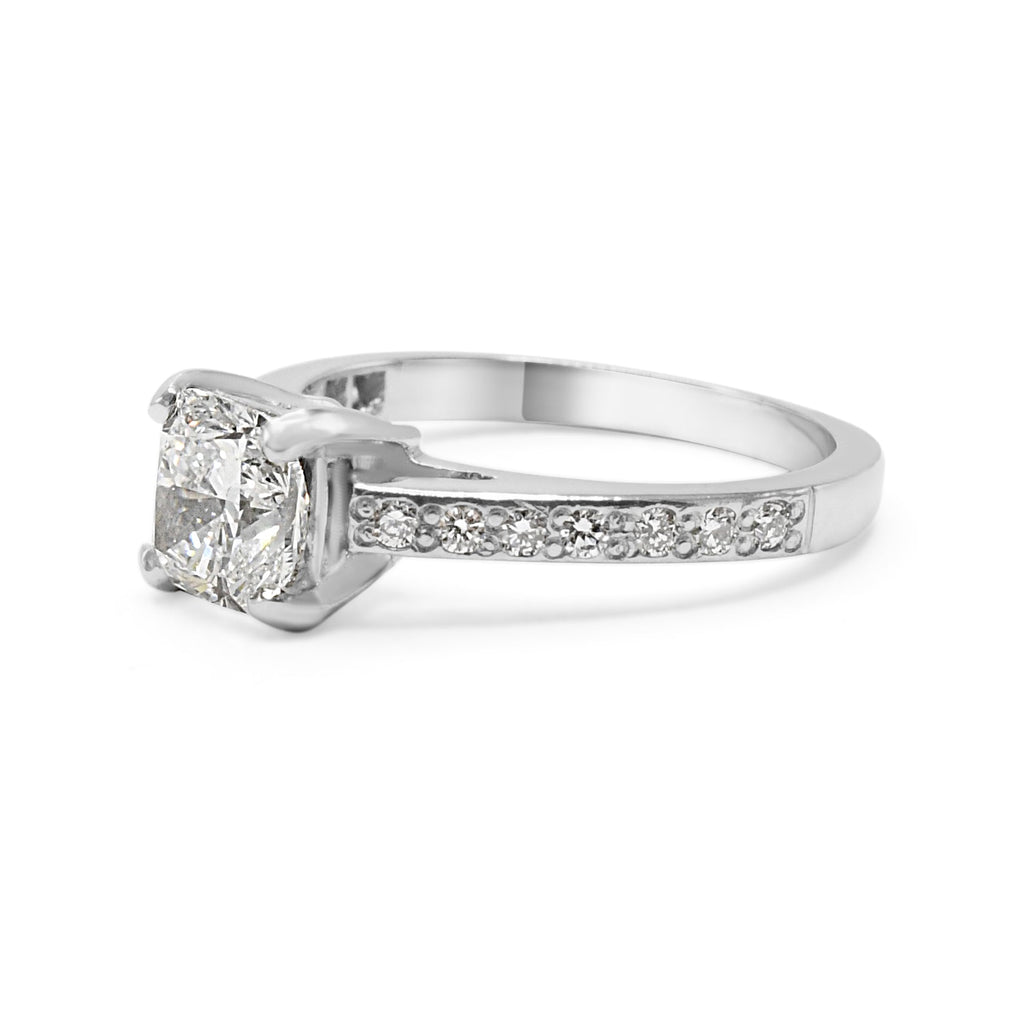 used GCS Certificated Cushion Radiant Cut Diamond Solitaire Ring - Platinum