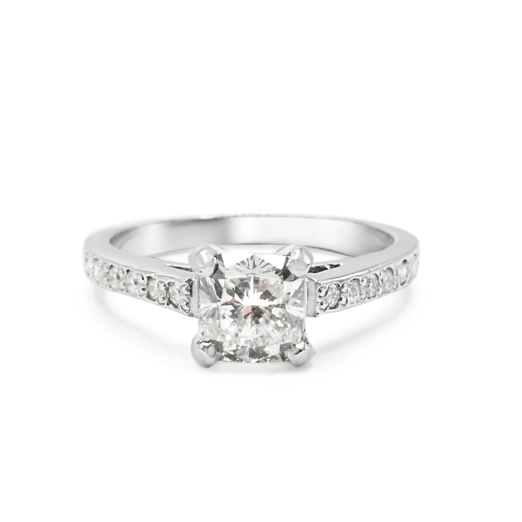 used GCS Certificated Cushion Radiant Cut Diamond Solitaire Ring - Platinum