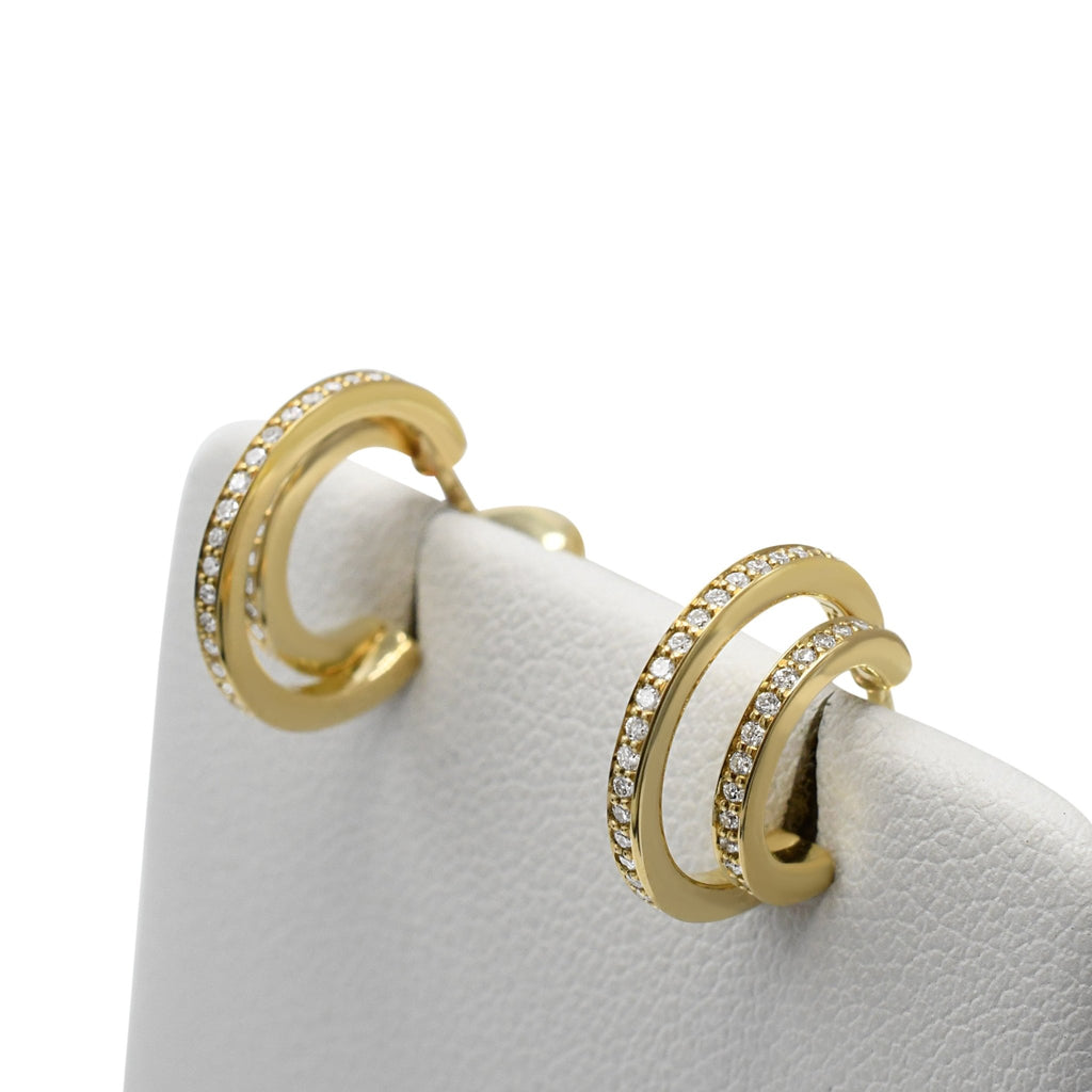 used Georg Jensen Diamond Hoop Earrings - 18ct Yellow Gold