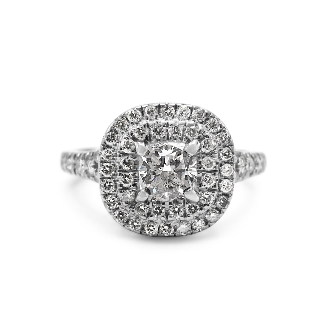 used GIA Certifcated Diamond Halo Ring - Platinum