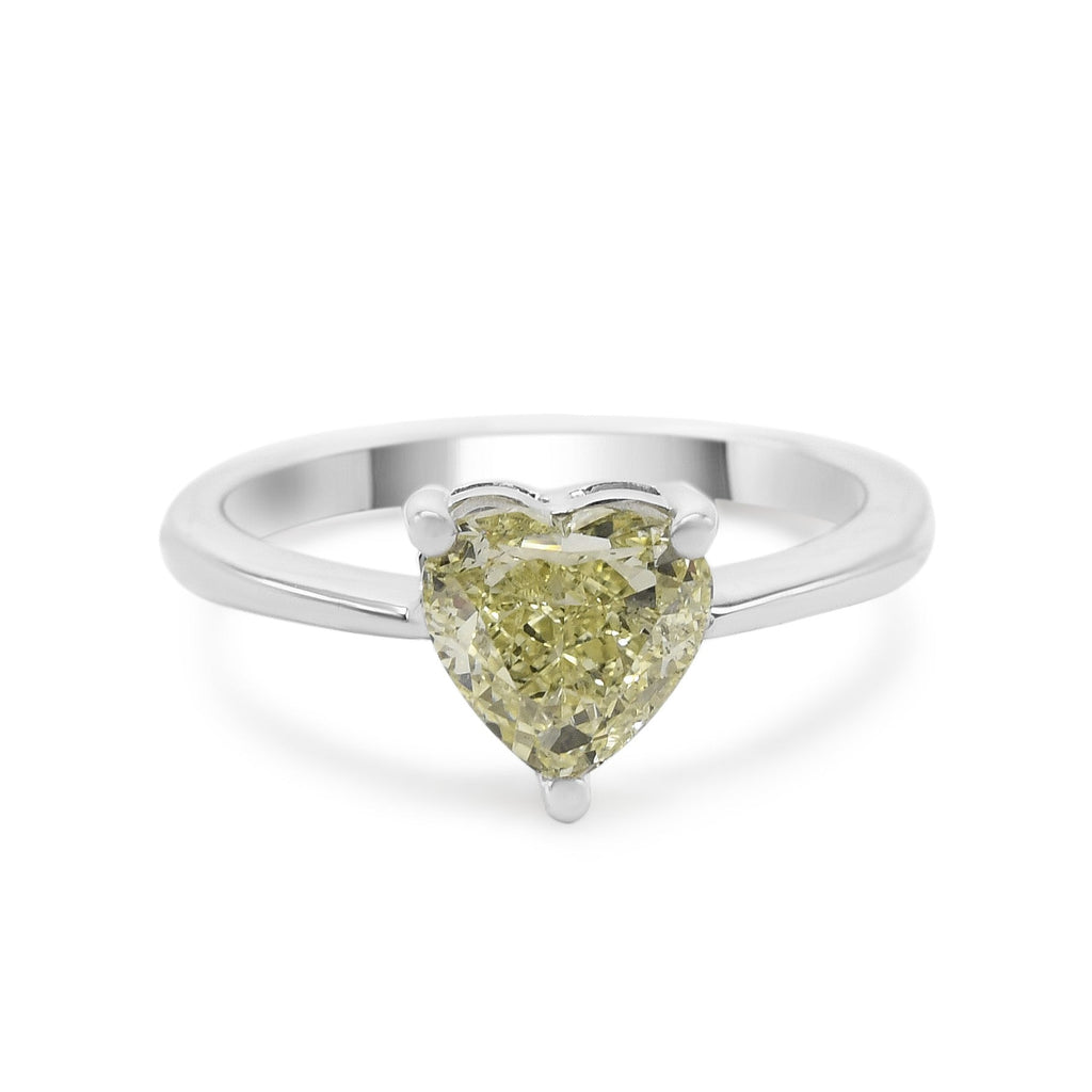 used GIA Certificated Fancy Light Yellow Heart Brilliant Cut Diamond Ring