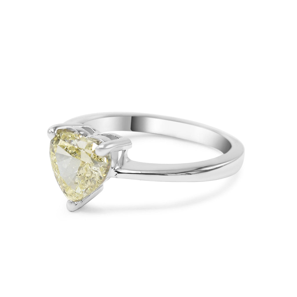 used GIA Certificated Fancy Light Yellow Heart Brilliant Cut Diamond Ring
