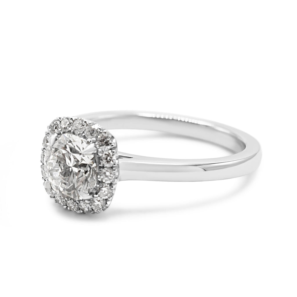 used GIA Certificated Halo Brilliant Cut Diamond Ring - Platinum