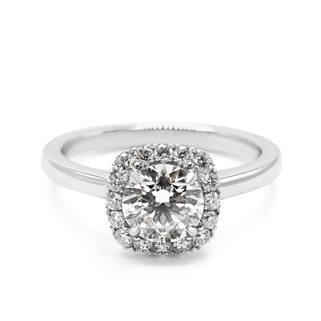 used GIA Certificated Halo Brilliant Cut Diamond Ring - Platinum