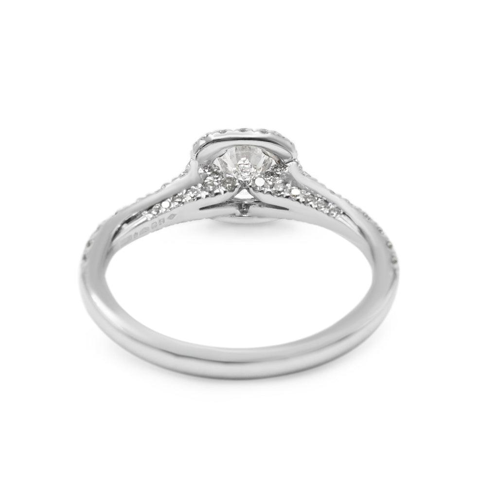 used GIA Certificated Halo Set Brilliant Cut Diamond Ring - Platinum