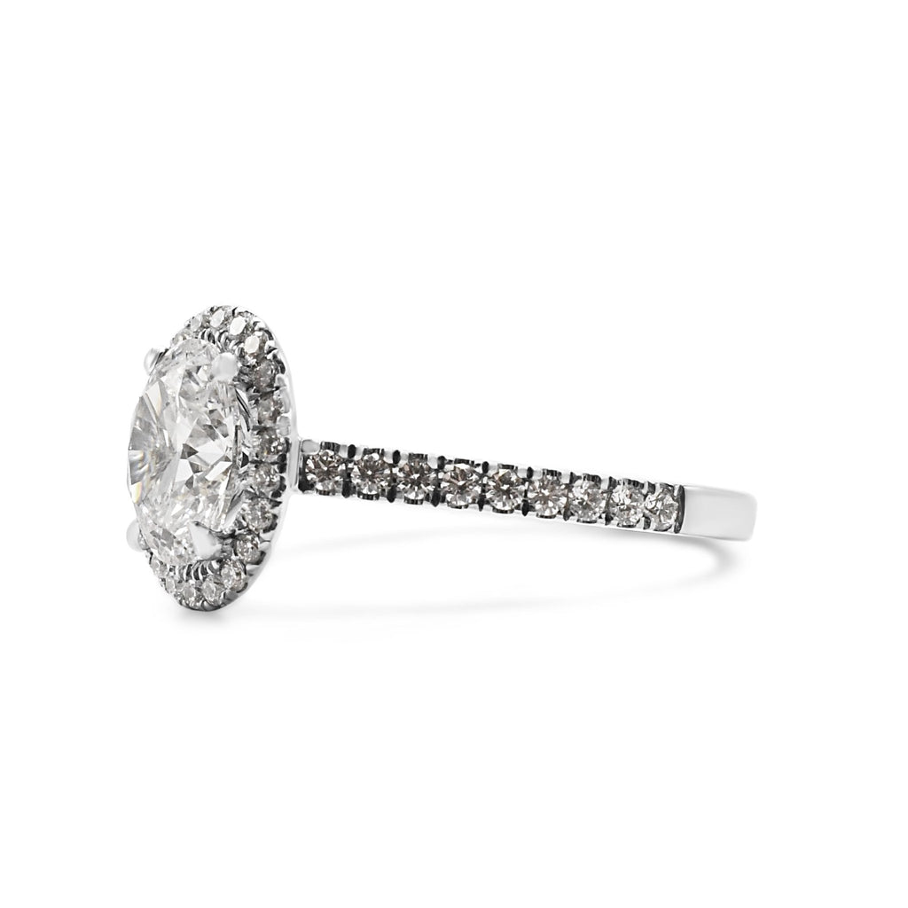 used GIA Certificated Oval Brilliant Diamond Halo Ring