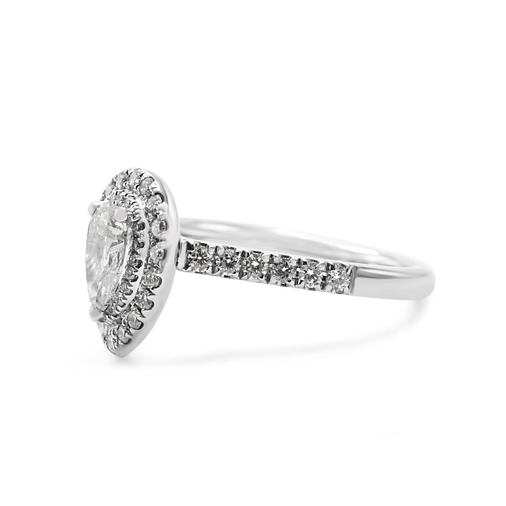 used GIA Certificated Pear Brilliant Diamond Halo Ring