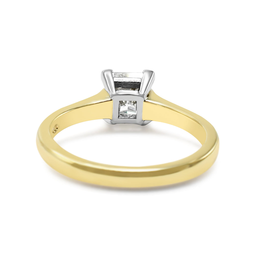 used GIA Certificated Princess Cut Solitaire Ring - 18ct Yellow/White Gold