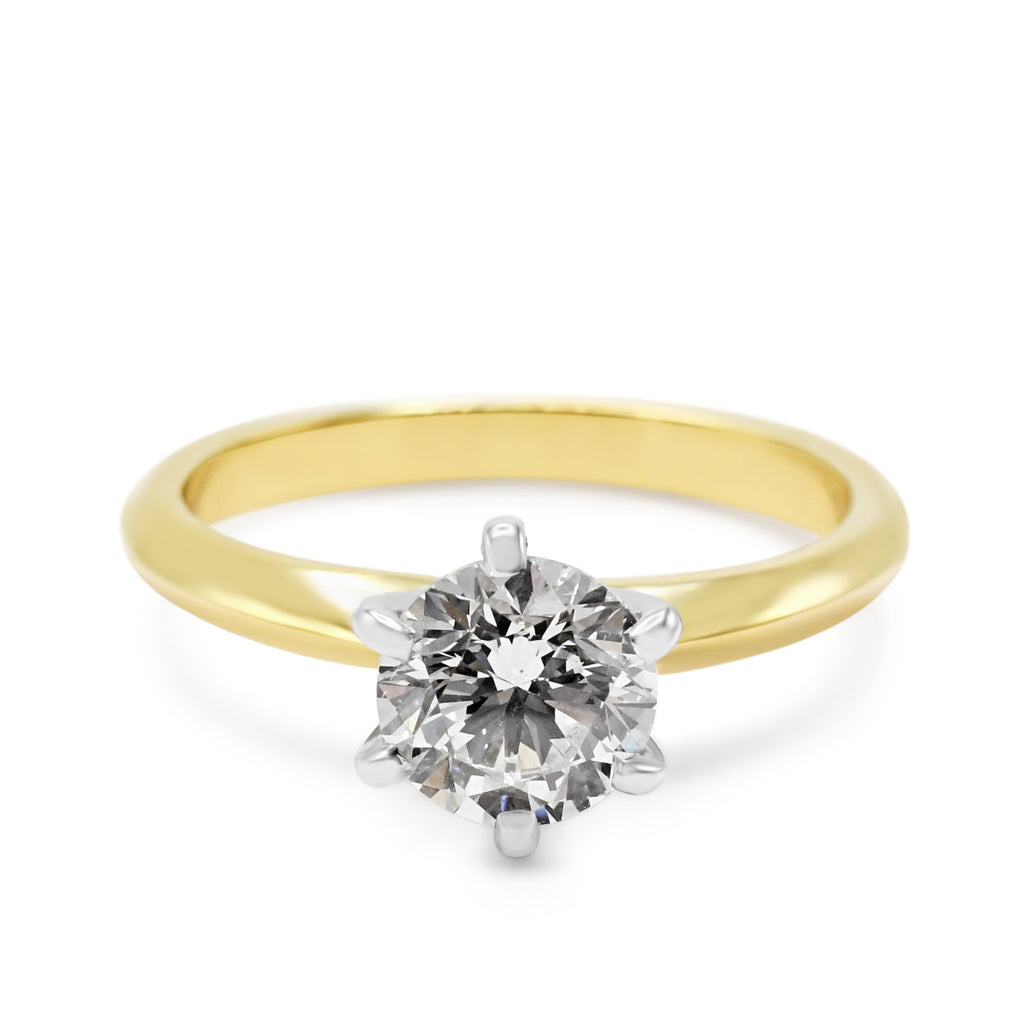 used GIA Certificated Solitaire Brilliant Cut Diamond Ring - 18ct Yellow Gold