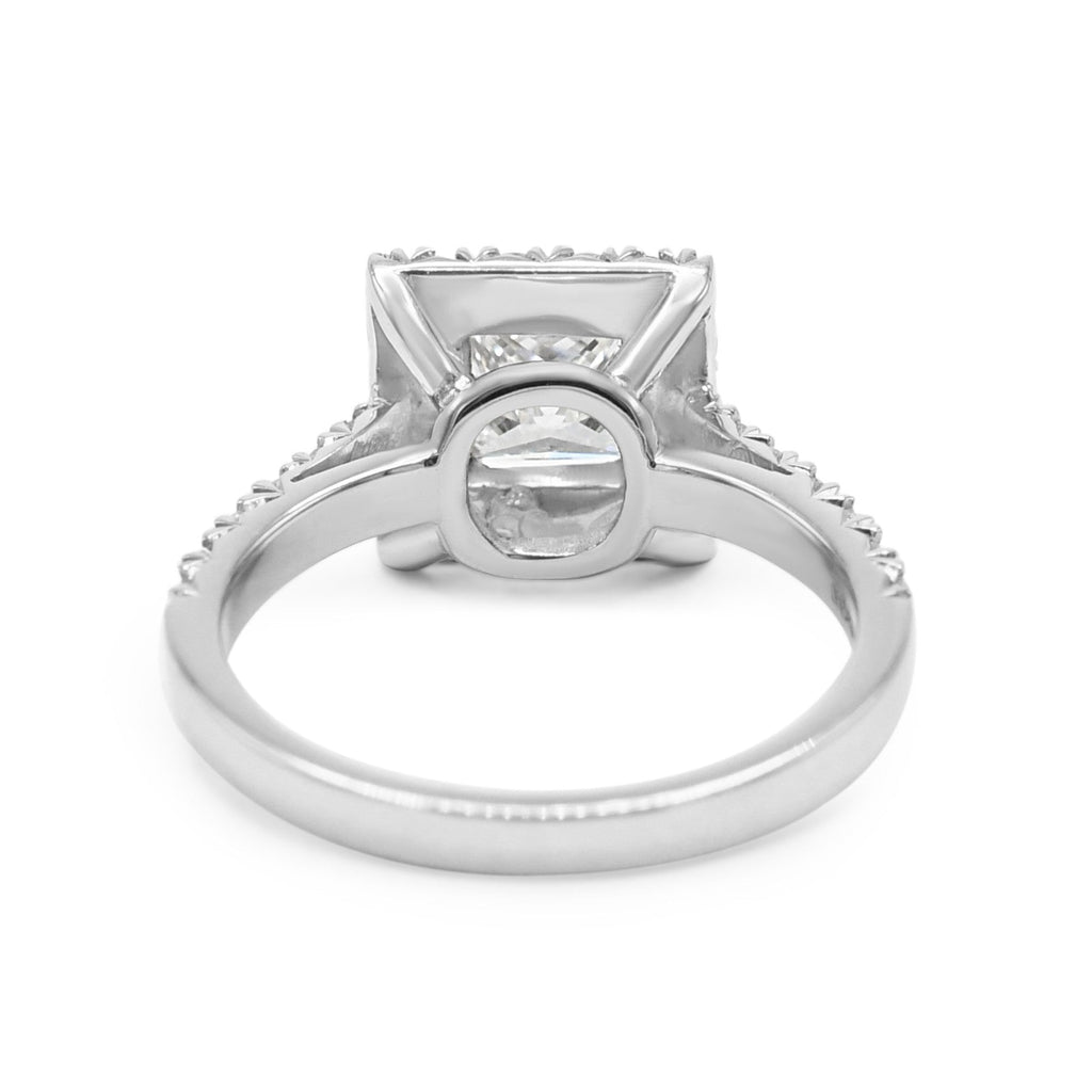 used Handmade De Beers Certificated Diamond Halo Ring, Diamond Shoulders