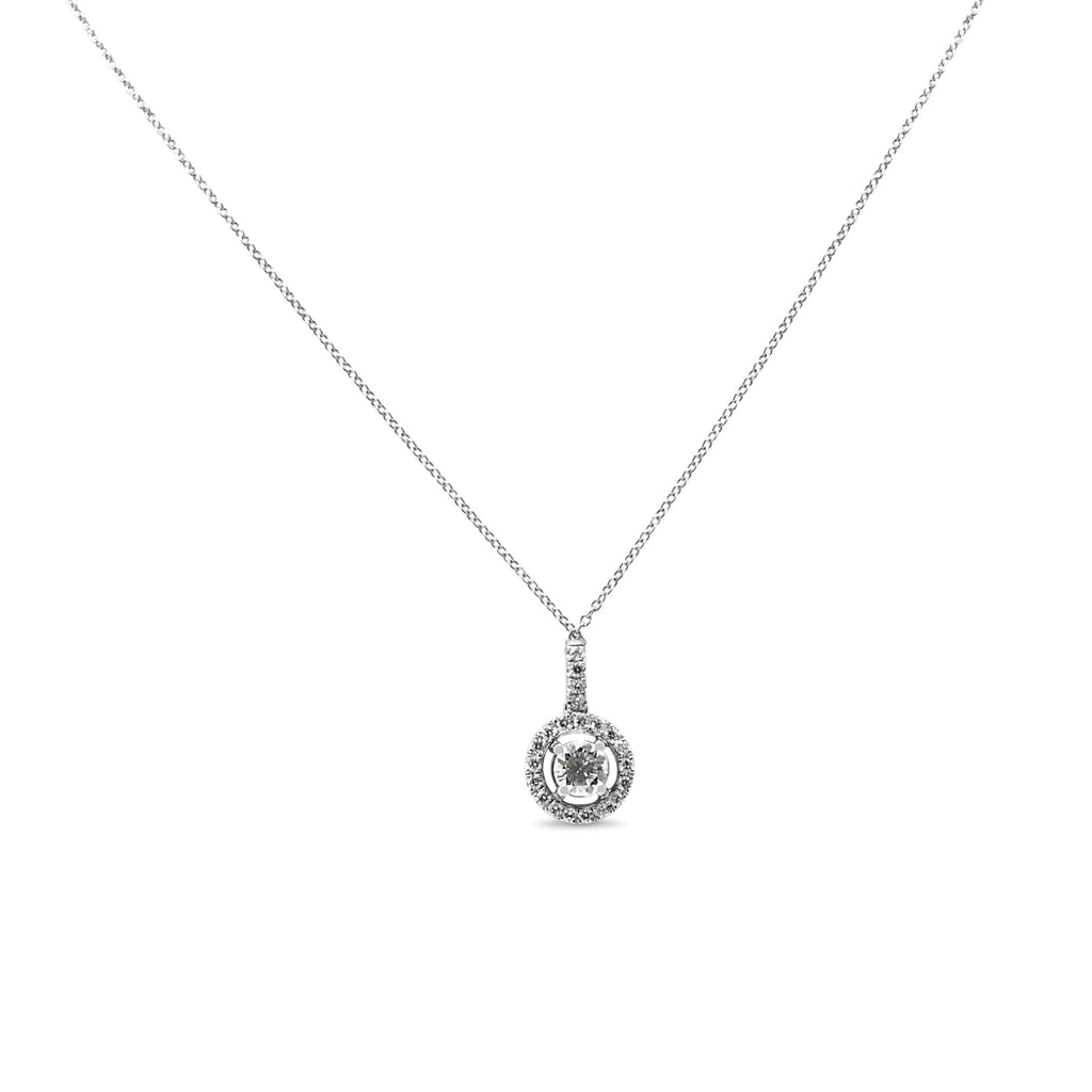 used Handmade GCS Certificated Brilliant Cut Diamond Halo Pendant Necklace - Platinum