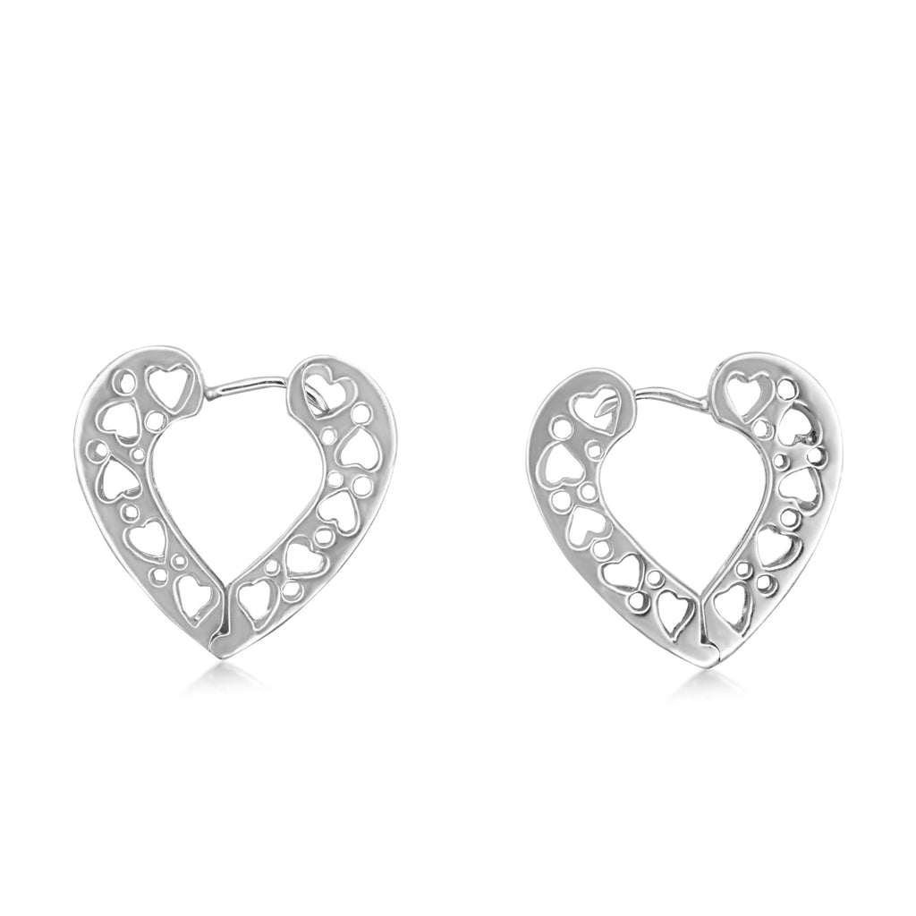 used Heart Design Brilliant Cut Diamond Set Hoop Earrings