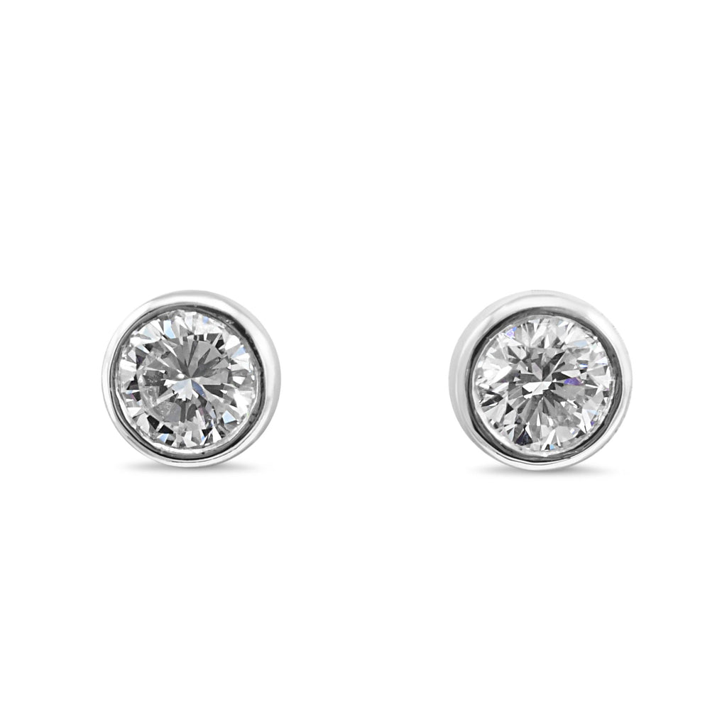 used HRD Certificated Solitaire Brilliant Cut Diamond Earrings - Platinum