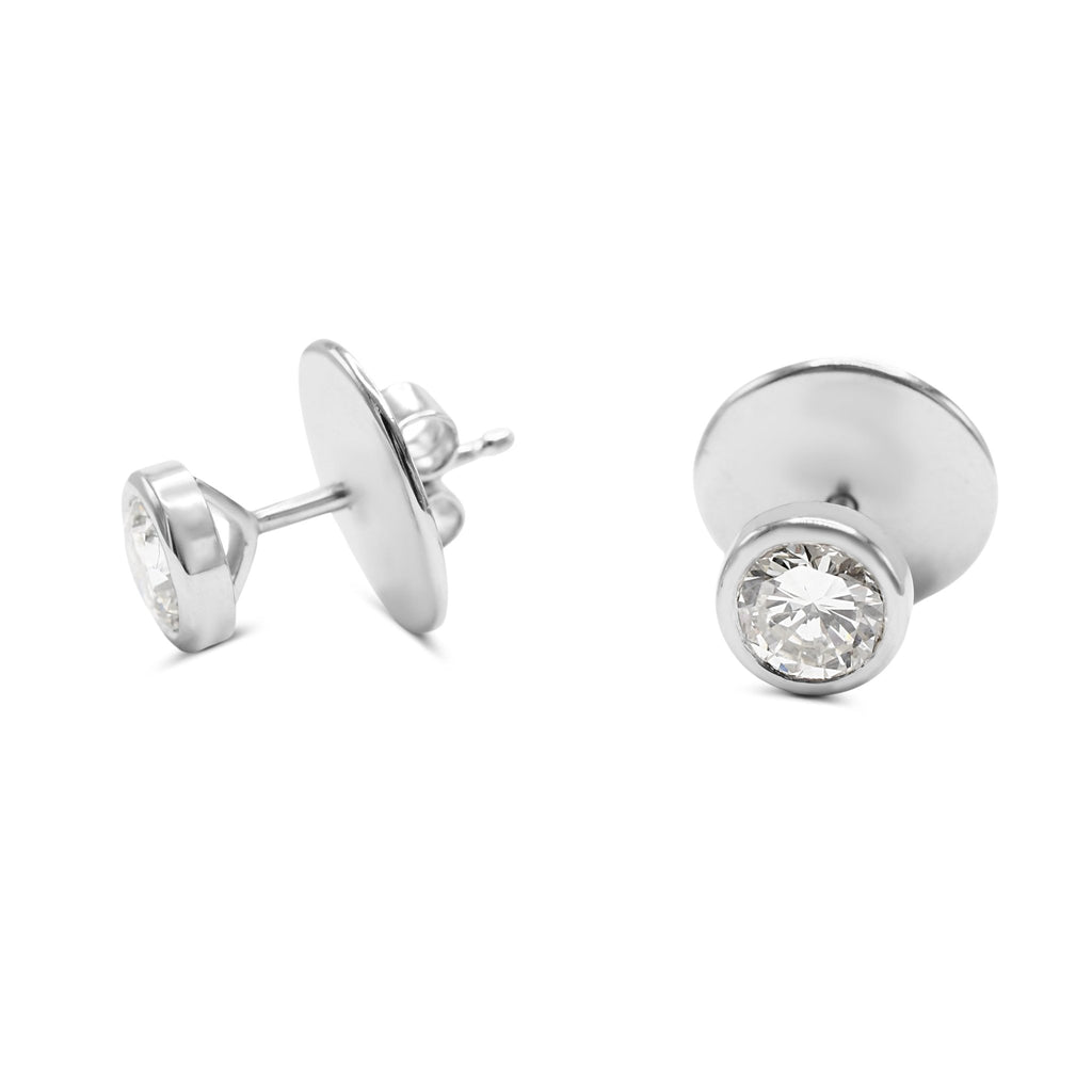 used HRD Certificated Solitaire Brilliant Cut Diamond Earrings - Platinum