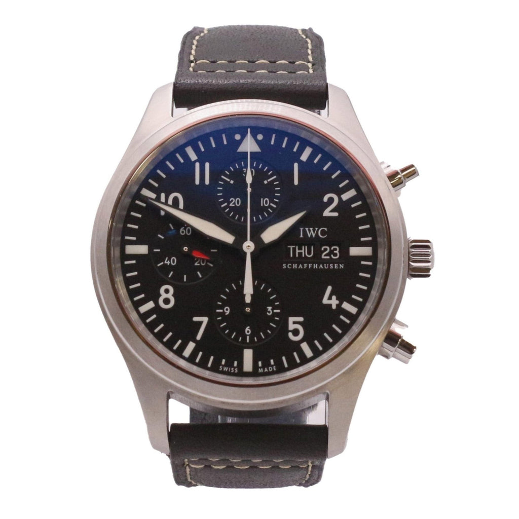 used IWC Pilot Chronograph 42mm Steel Automatic Watch Ref IW371701