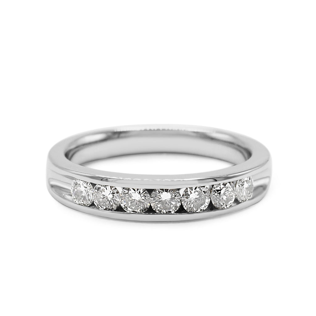 used Leo Diamond Brilliant Cut Diamond Half Eternity Band Ring - Platinum