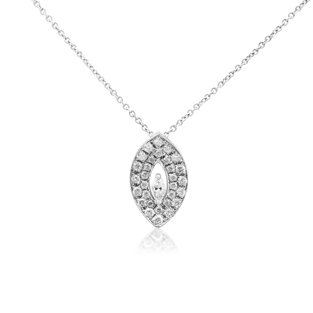 used Marquise Shaped Diamond Pendant On 16" 18ct White Gold Trace Necklace