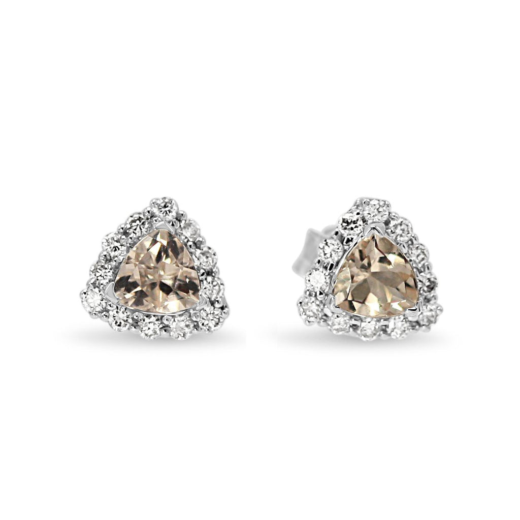 used Morganite & Diamond Triangular Earrings - 18ct White Gold