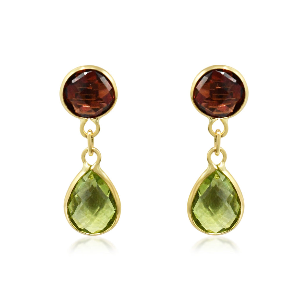 used Multi 2 Gem Drop Earrings - 18ct Yellow Gold