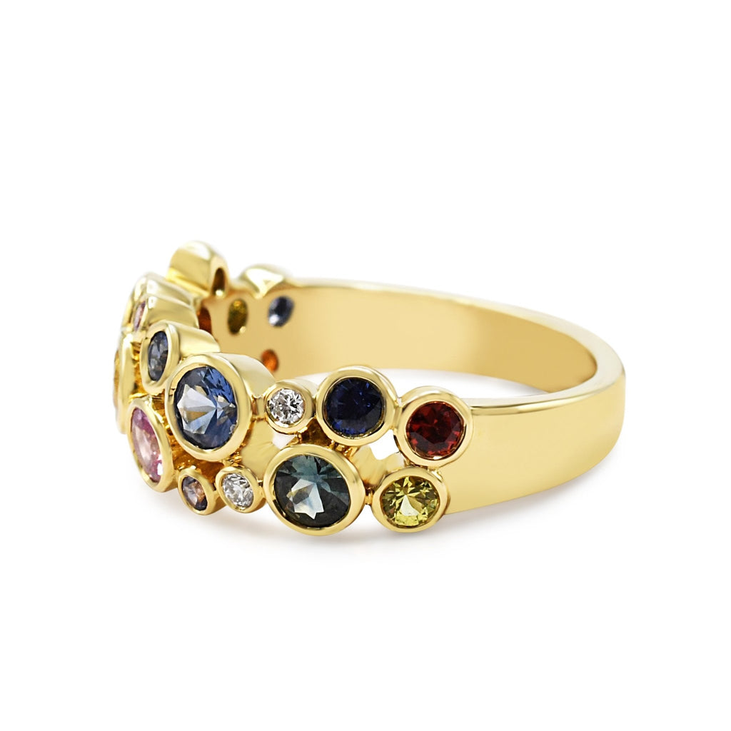 used Multi Couloured Sapphire & Diamond Dress Ring - 18ct Yellow Gold