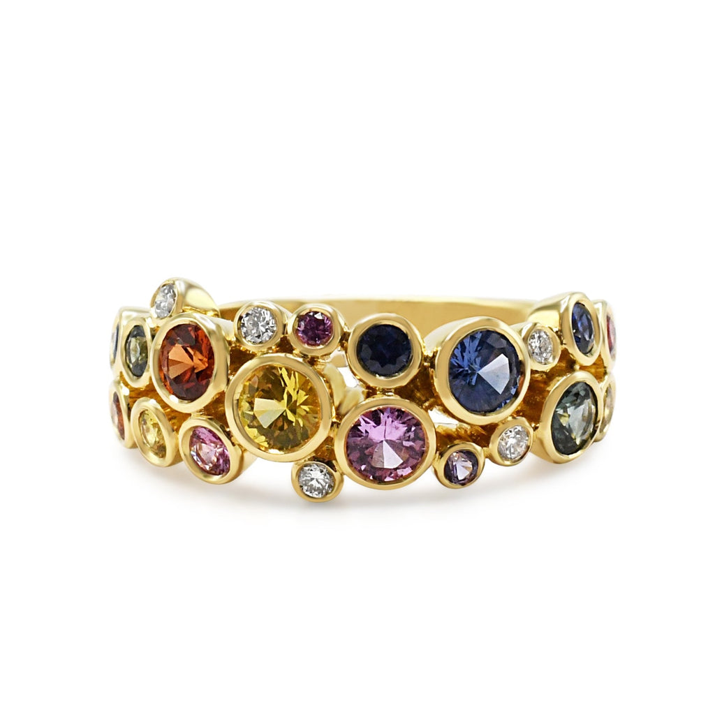 used Multi Couloured Sapphire & Diamond Dress Ring - 18ct Yellow Gold