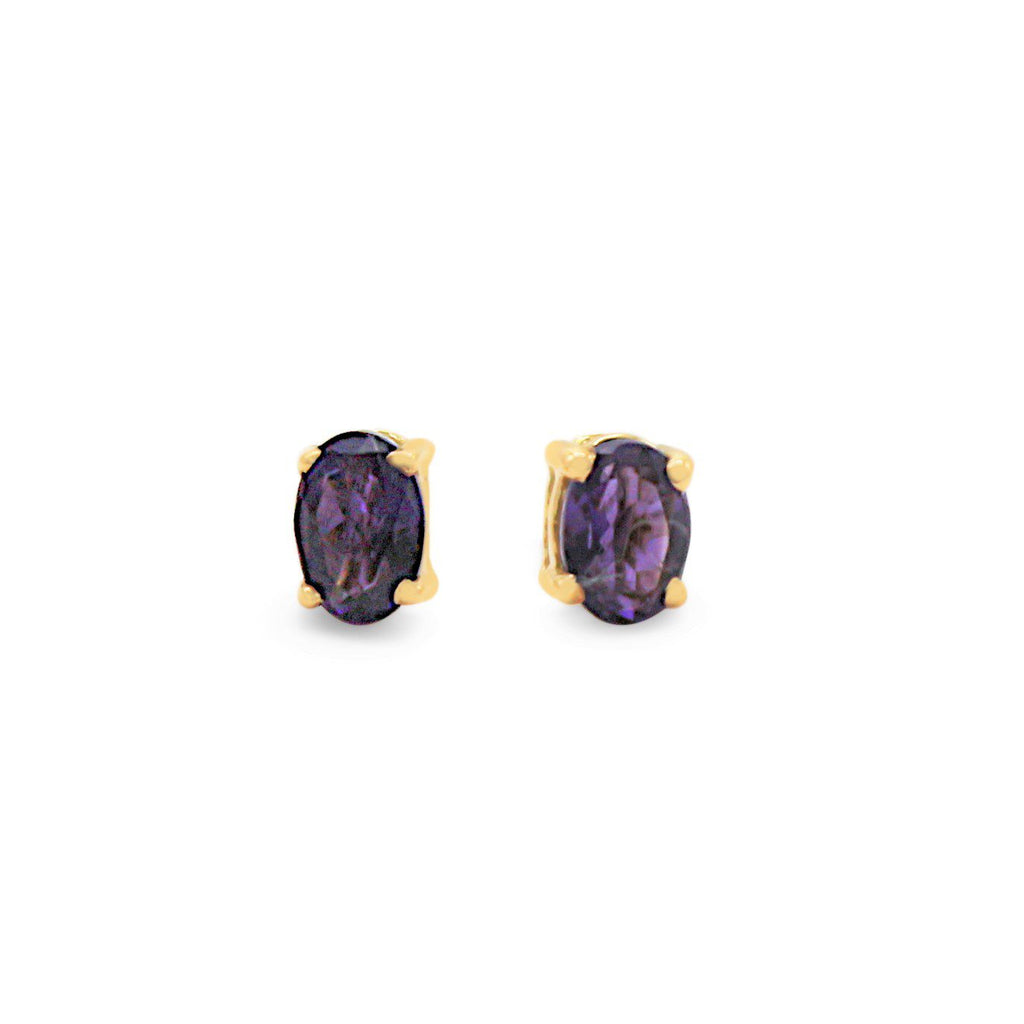 used Oval Amethyst Stud Earrings