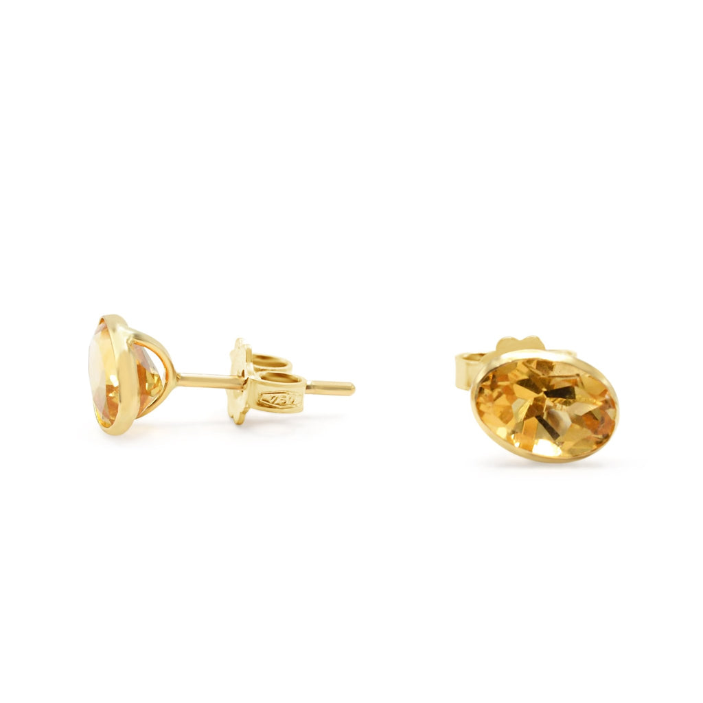 used Oval Citrine Earrings - 18ct Yellow Gold