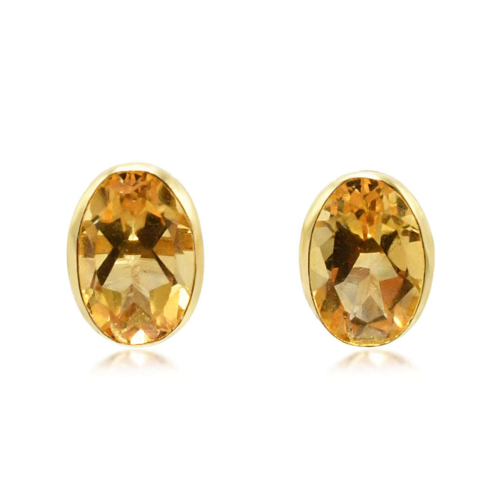 used Oval Citrine Earrings - 18ct Yellow Gold