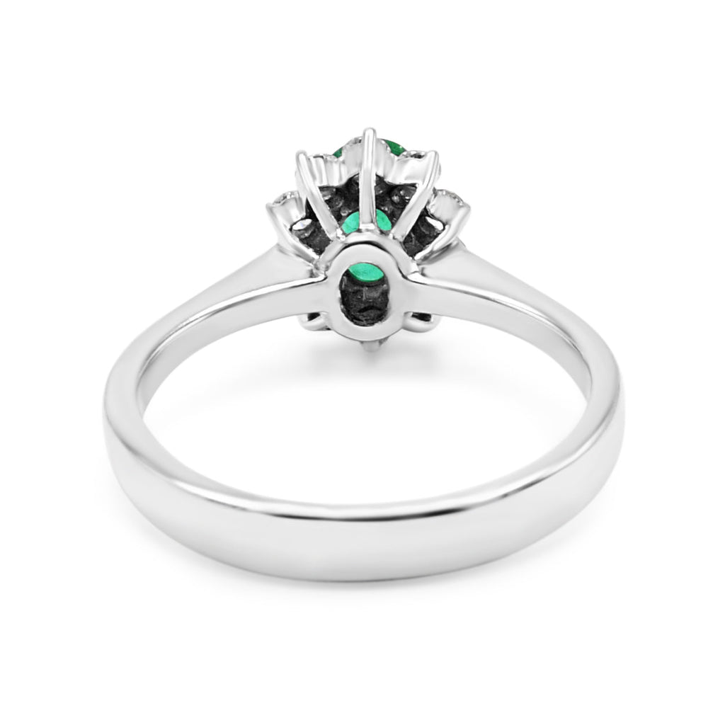 used Oval Emerald & Brilliant Cut Diamond Cluster Ring