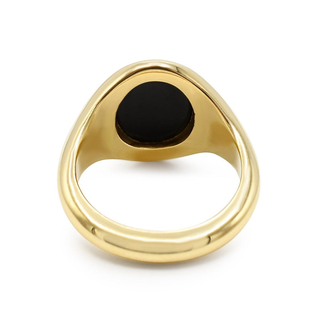 used Oval Onyx Signet Ring - 18ct Yellow Gold